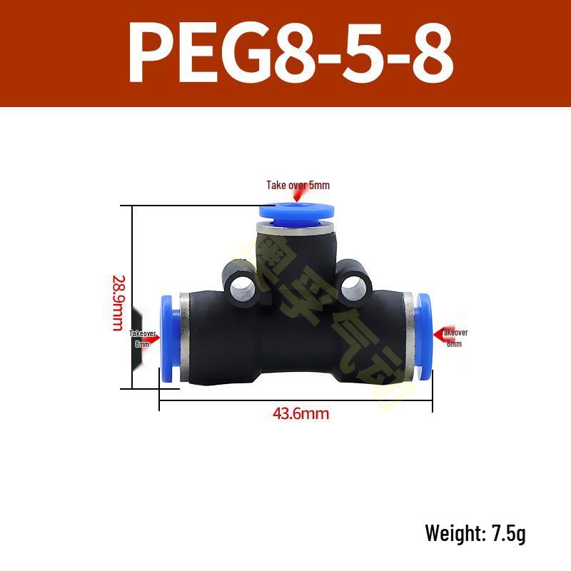 Pneumatická T-redukce rychlospojka pro PE trubky (4-14 mm)