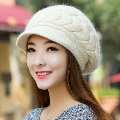 Women's Autumn Winter Cashmere Knitted Ear Protector Cold Big Headband Versatile Wool Pile Hat