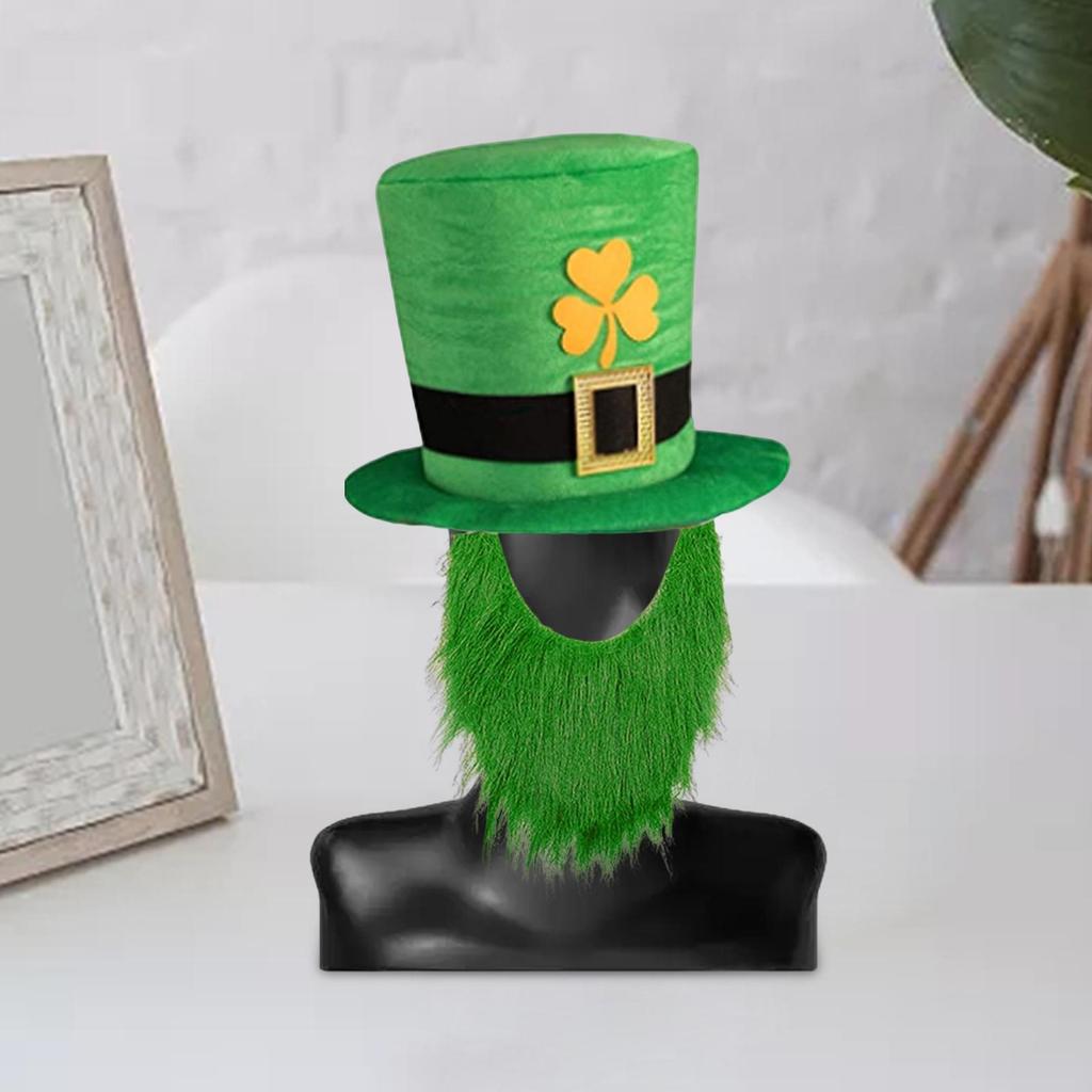 2pcs Green Hat Leprechaun Top Hat And Beard Unique Party Supply For Special Occasions Costume Parties . Birthdays