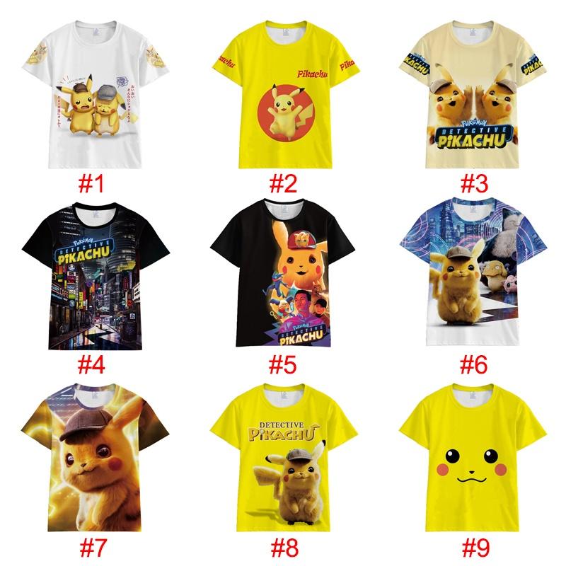 Tshirt Detective Pikachu 3d Print Short Sleeve Cosplay Costume Tops Tee