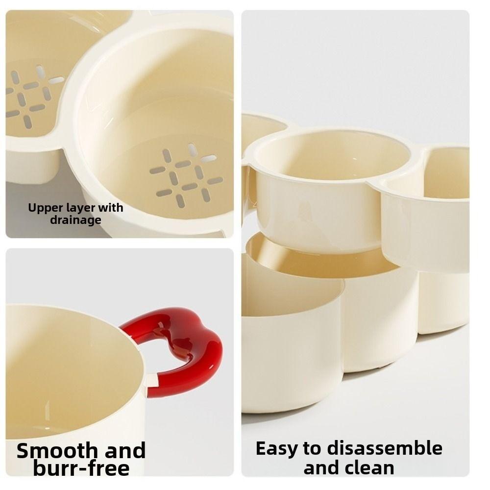 2 In 1 Dried Fruit Plate Double-layered with Drainer Fruit Drain Basket Large Capacity Creative Food Storage Tray