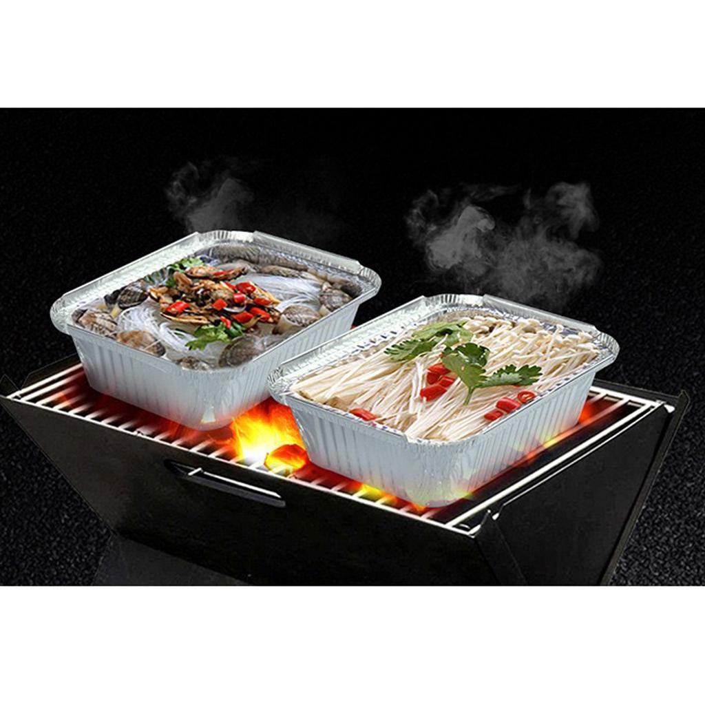 Aluminum Frying Pan With Lid, Disposable Foil Frying Pan 50 Pieces