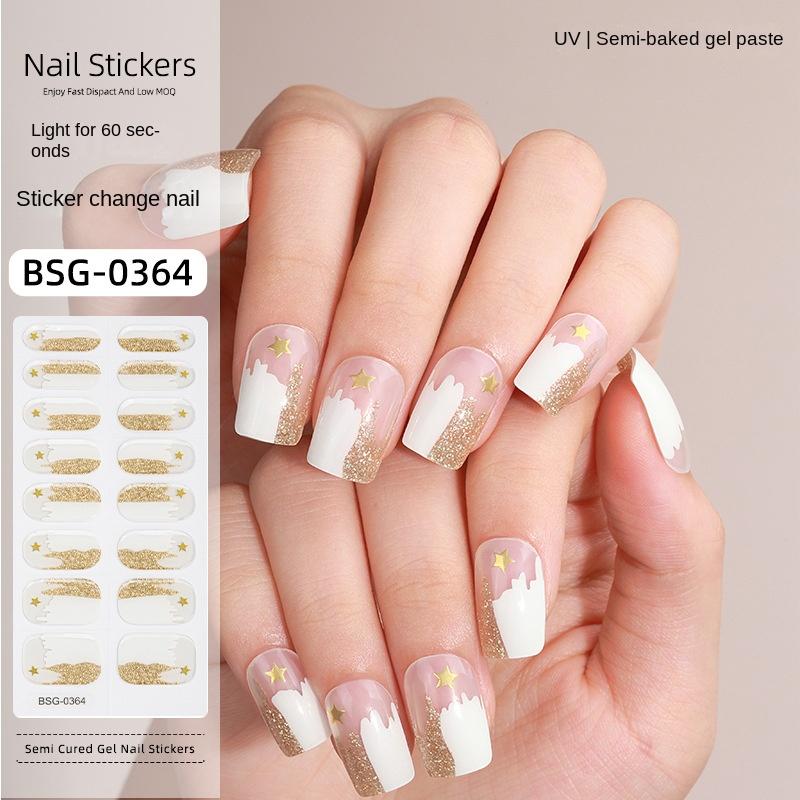 

Наклейки для маникюра с гелем, горячее тиснение, УФ-терапия, полуотвержденные наклейки для ногтей BSG-0364