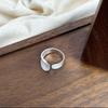 S925 Sterling Silver Irregular Wide Brushed Open Ring - Simple Hip-Hop Hong Kong Style for Women