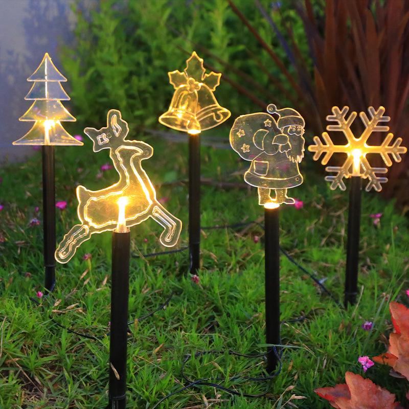 Christmas Solar Pathway Lights, Set of 5 Waterproof Landscape Christmas Lights, Stake Christmas Decorations, LED Lights for Yard Lawn Walkway Decor