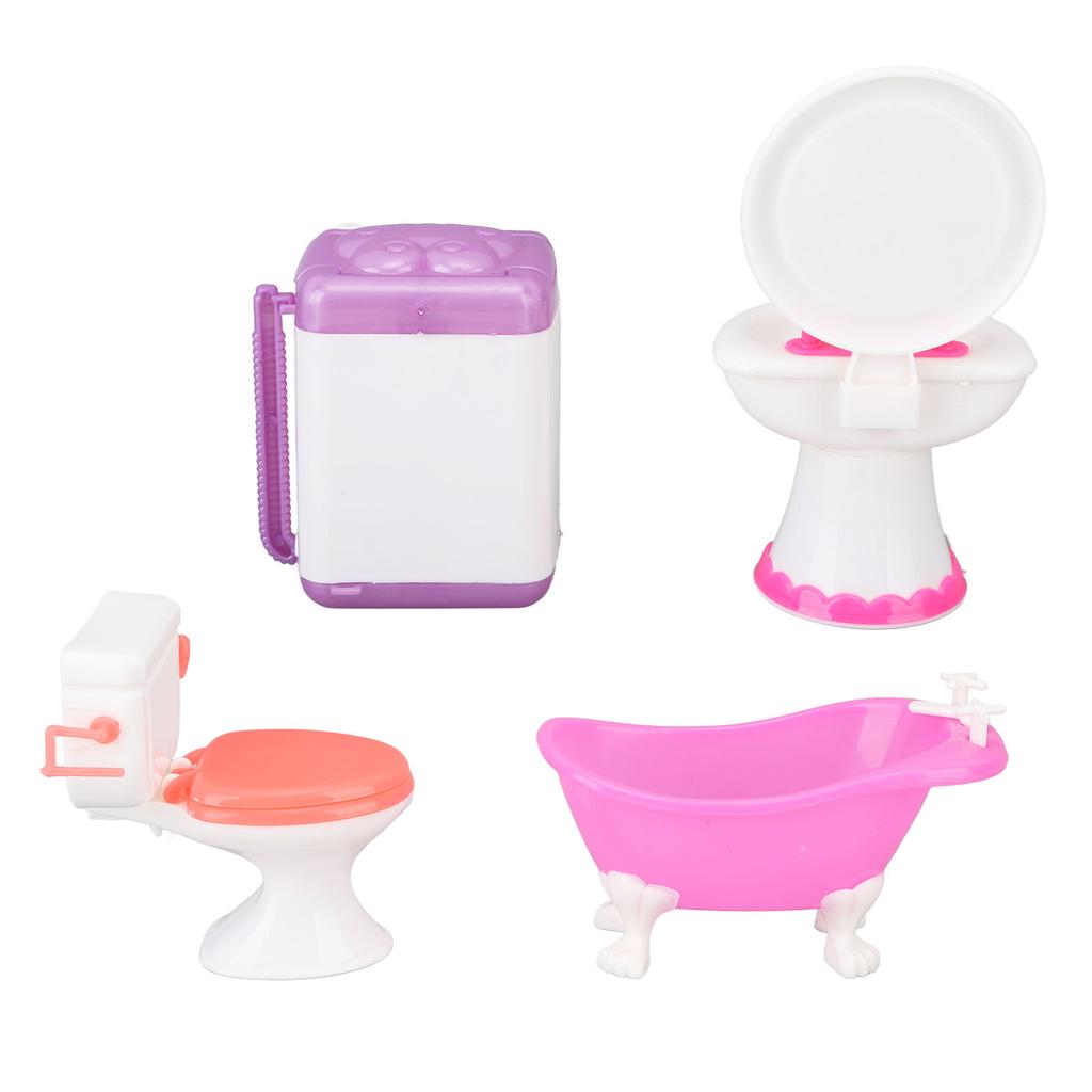 Dollhouse Bathroom Set Simulation Miniature Toilet Basin Bathtub Mirror Washing Machine Dollhouse