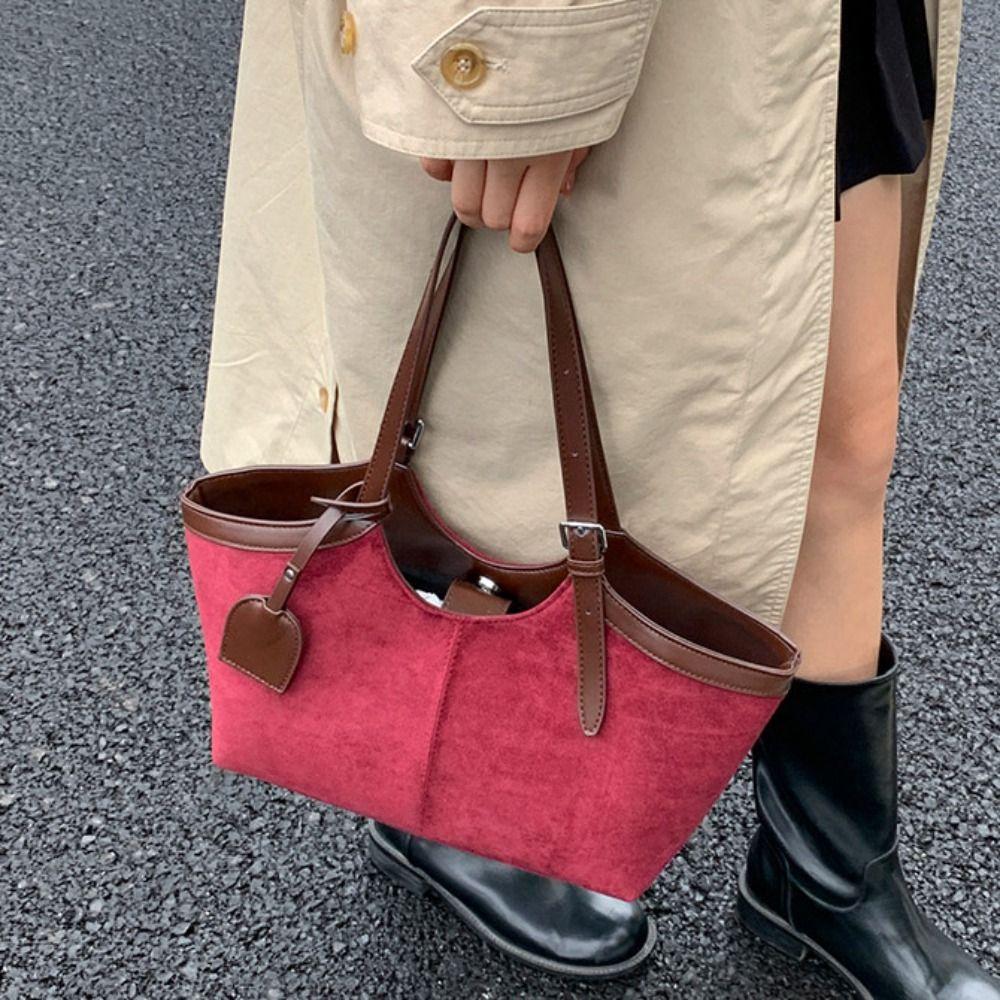 Solid Color Suede Shoulder Bag Korean Style Underarm Packs Casual Matte PU Handbag  Travel