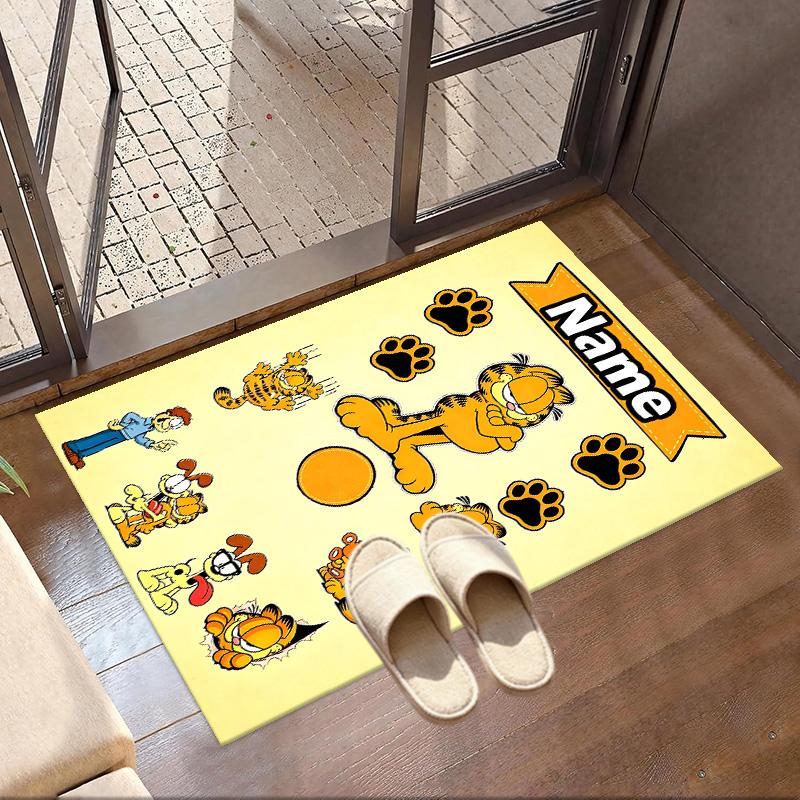 Custom Name Personalized Garfield Print Carpet, Versatile Home Decor Rug, for Playroom, Apartment, Balcony, Entryway, Hallway Gift