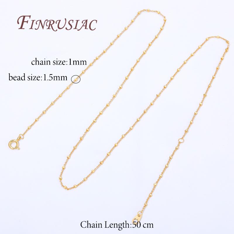 1/2Pcs 50cm 18K Gold Plated Chains Necklaces Women Bulk Wholesale Fashion Beads Chains For Jewelry Making Supplies