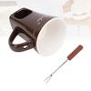 Chocolate Melting Cup Ceramic Chocolate Fondue Mug with Fork for Ice Cream Cheese  