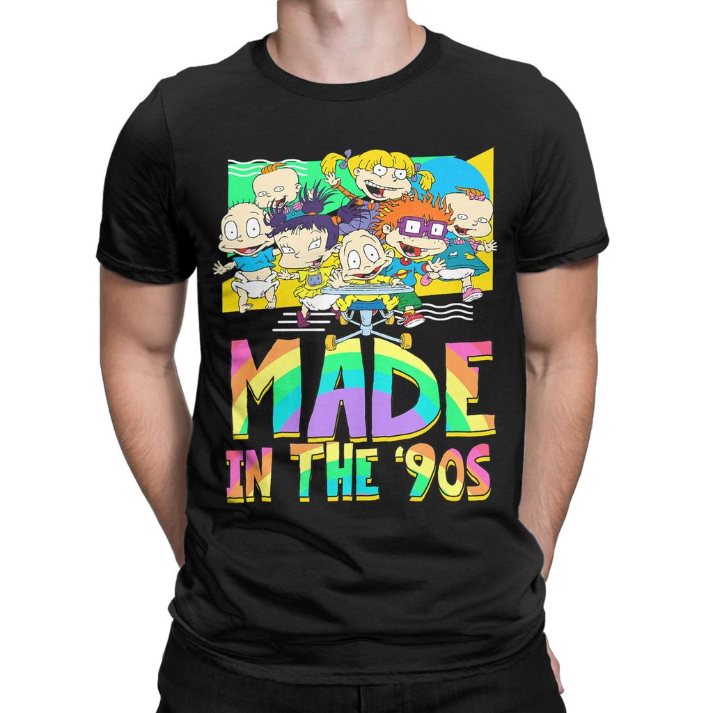 R-Rugrats Made In the 90s Rainbow Gradient Classic Graphic Funny 100% Cotton T-Shirt Tops Tee