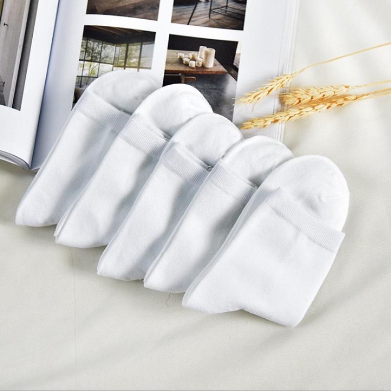 Men's Four Seasons Breathable Black, White, Grey Low-Cut Boat Socks, Anti-Odor, Mid-Calf, Disposable.