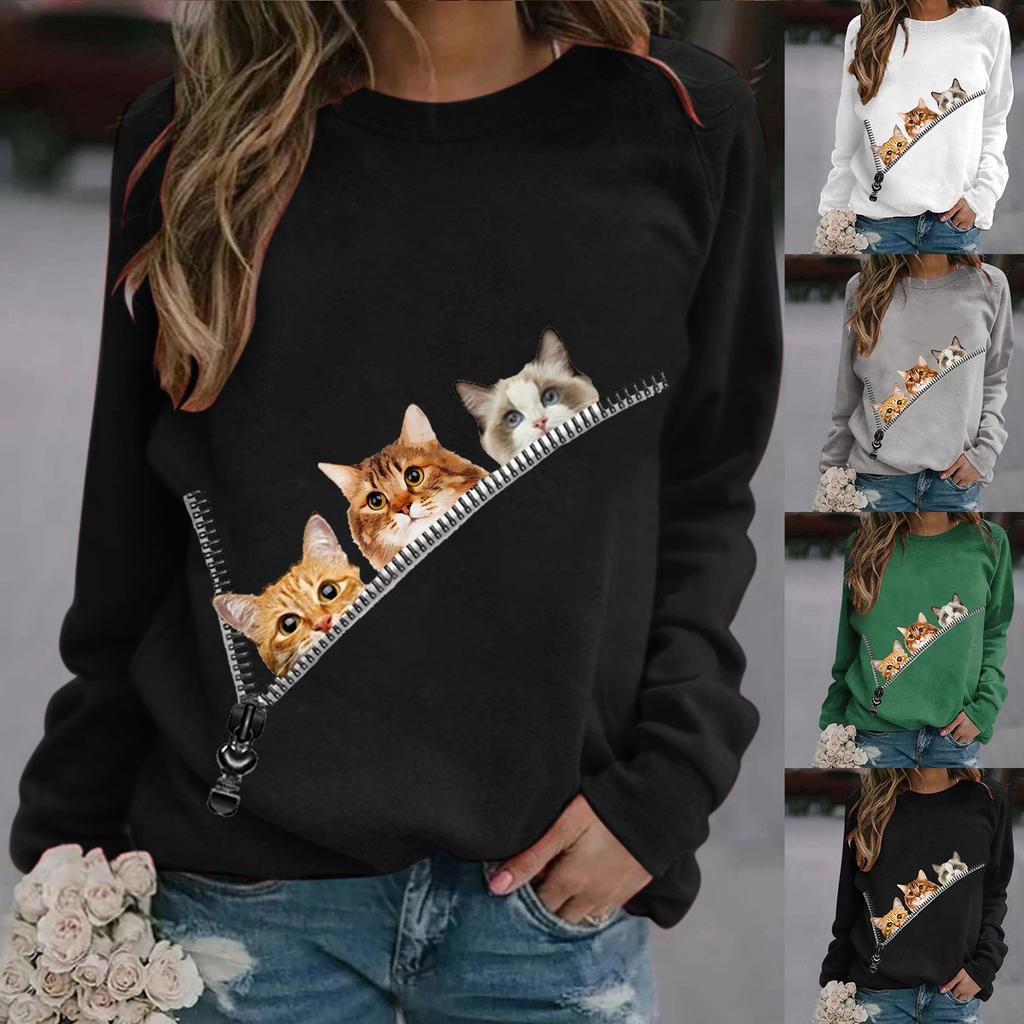 Women Casual Long Sleeve Printing Jacket Motion Fashion Sweater