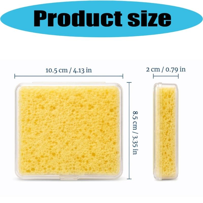 Oil Paint Brush Wash Sponge Set of 2, Rectangular Wood Fiber Sponge with Clear Storage Case for Color Separation, Brush Cleaning, Travel Kits
