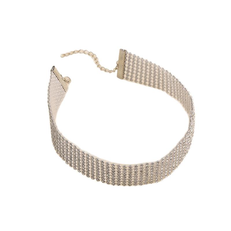 Funkelnde Silberfarbe Kristall Halsband Choker Halsketten für Damen Braut Goth Strass Schlüsselbein Kette Halskette Eleganter Schmuck