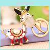 Charming Rhinestone Donkey Keychain Delightful Metal Keyring Accessory For Friends Family And Lovers