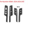 For Hyundai KONA SX2 Carbon Fiber Interior Trim Window Button/Door Bowl Cover/Front Water Cup Holder/Steering Wheel Decoration