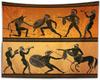 Ancient Greece Warrior Tapestry, Minotaur Hunting Centaur Black Figure Pottery Classical Greek Style Gods Wall Hangings Tapestry