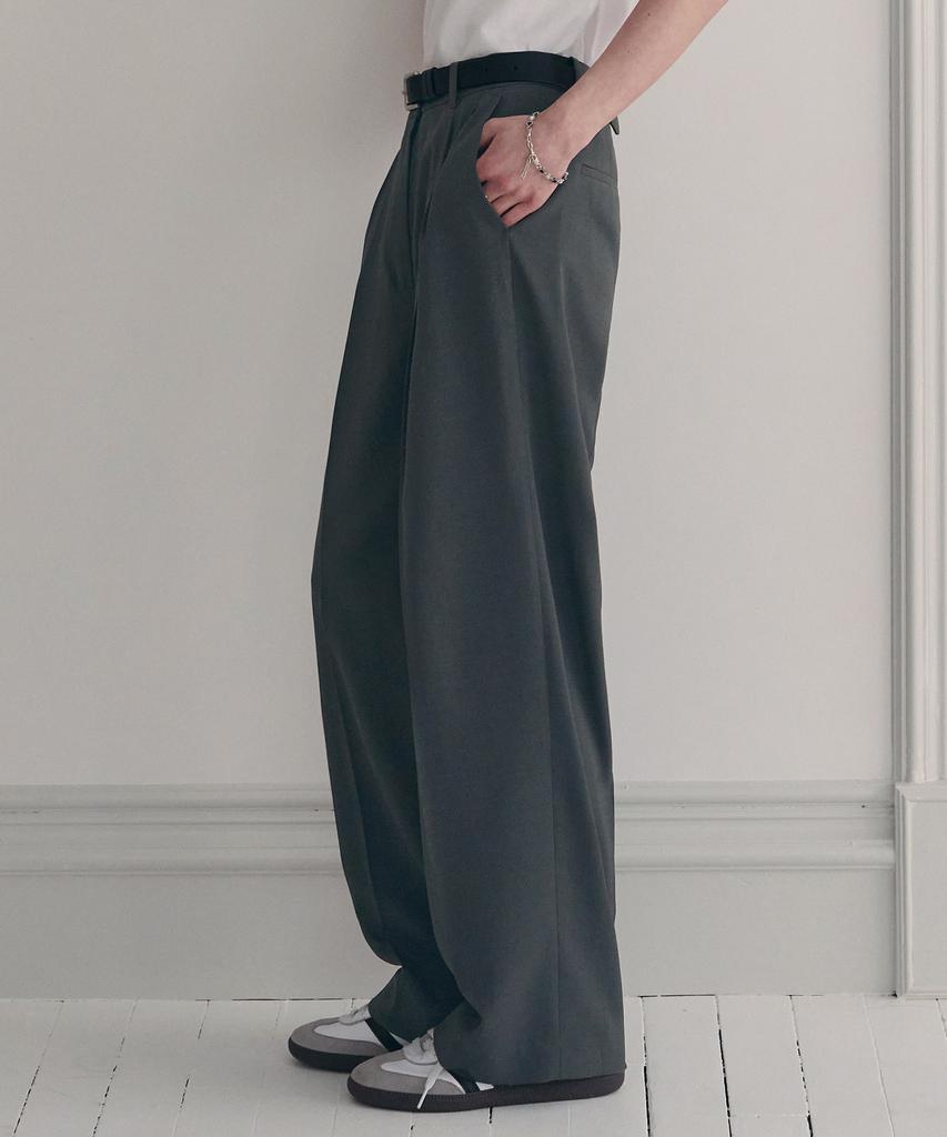 Deuloupisumeon Summer Double-Pleat Wide Slacks [Beige]