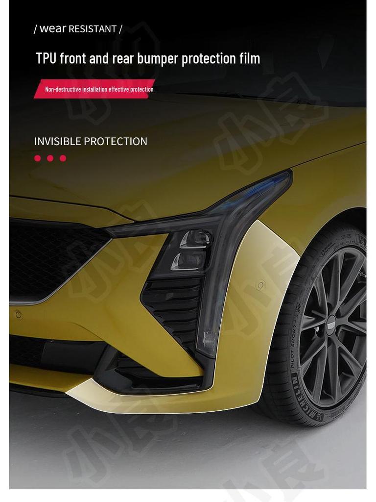 Předřezaná TPU ochranná fólie na lak pro přední a zadní nárazník Cadillac CT5 - Průhledná a odolná proti poškrábání