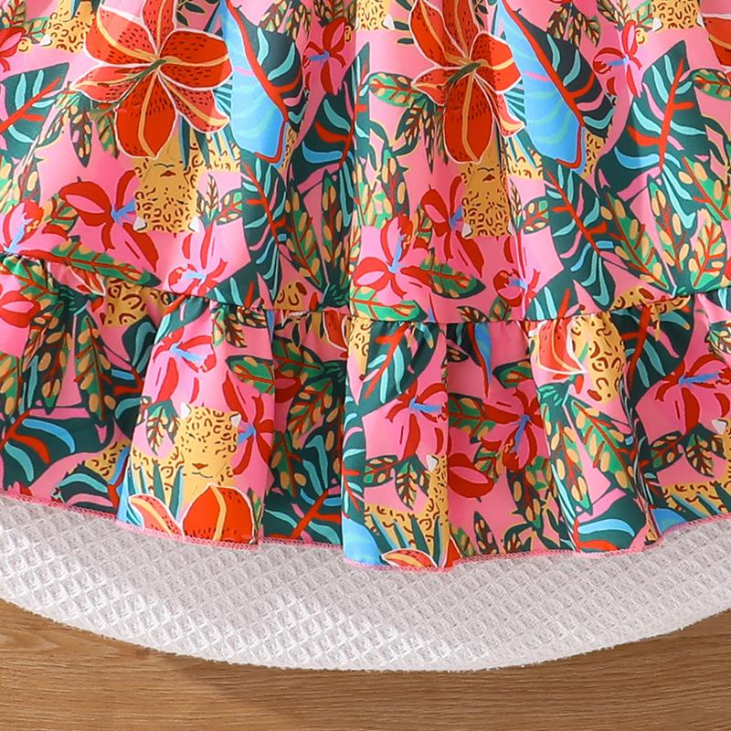 Girls Dress Children's Clothing Autumn New Long Sleeve Printed Back Bow Princess Dress