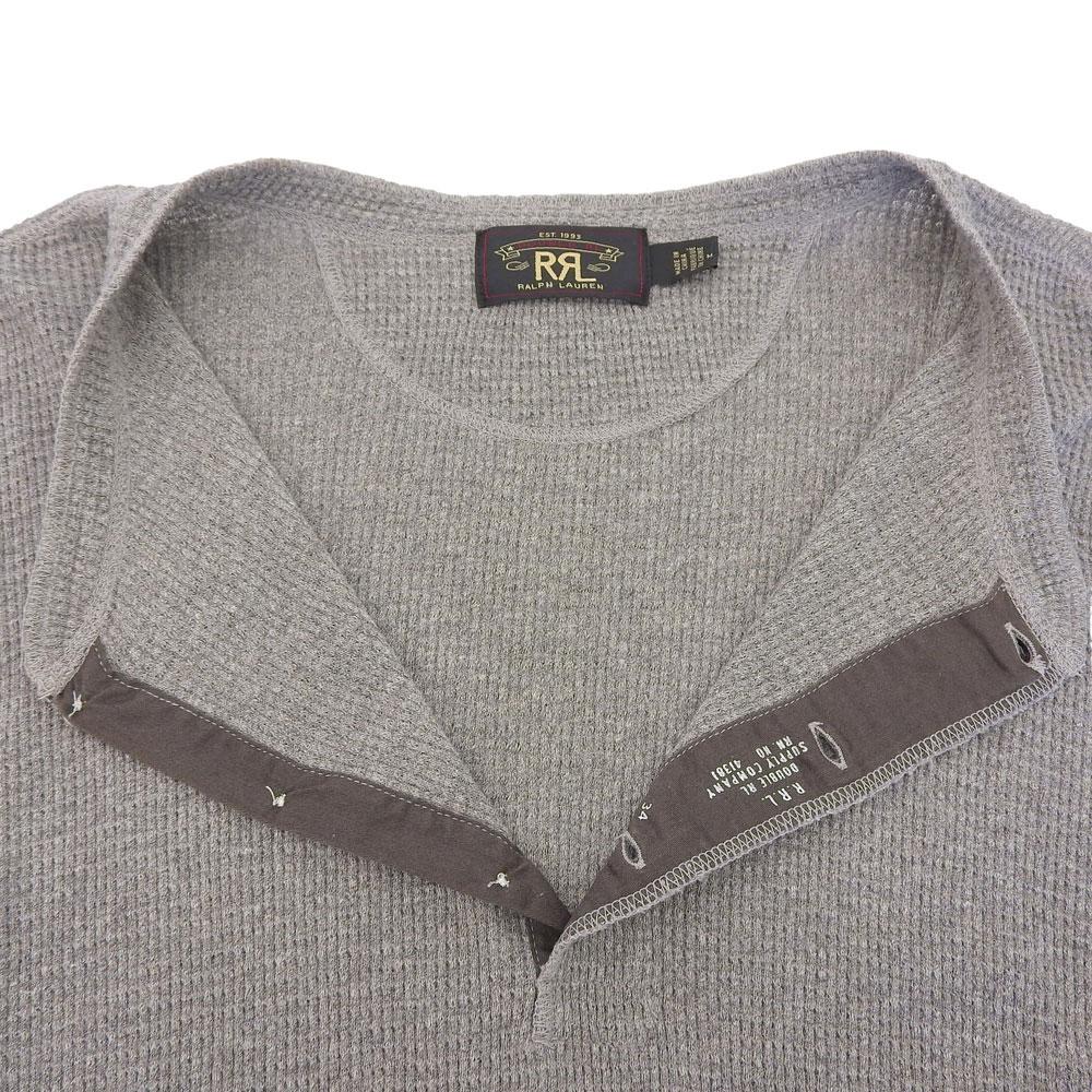 RRL Men's Thermal Henley T-Shirt, Gray, Size M Tops M grayUsed