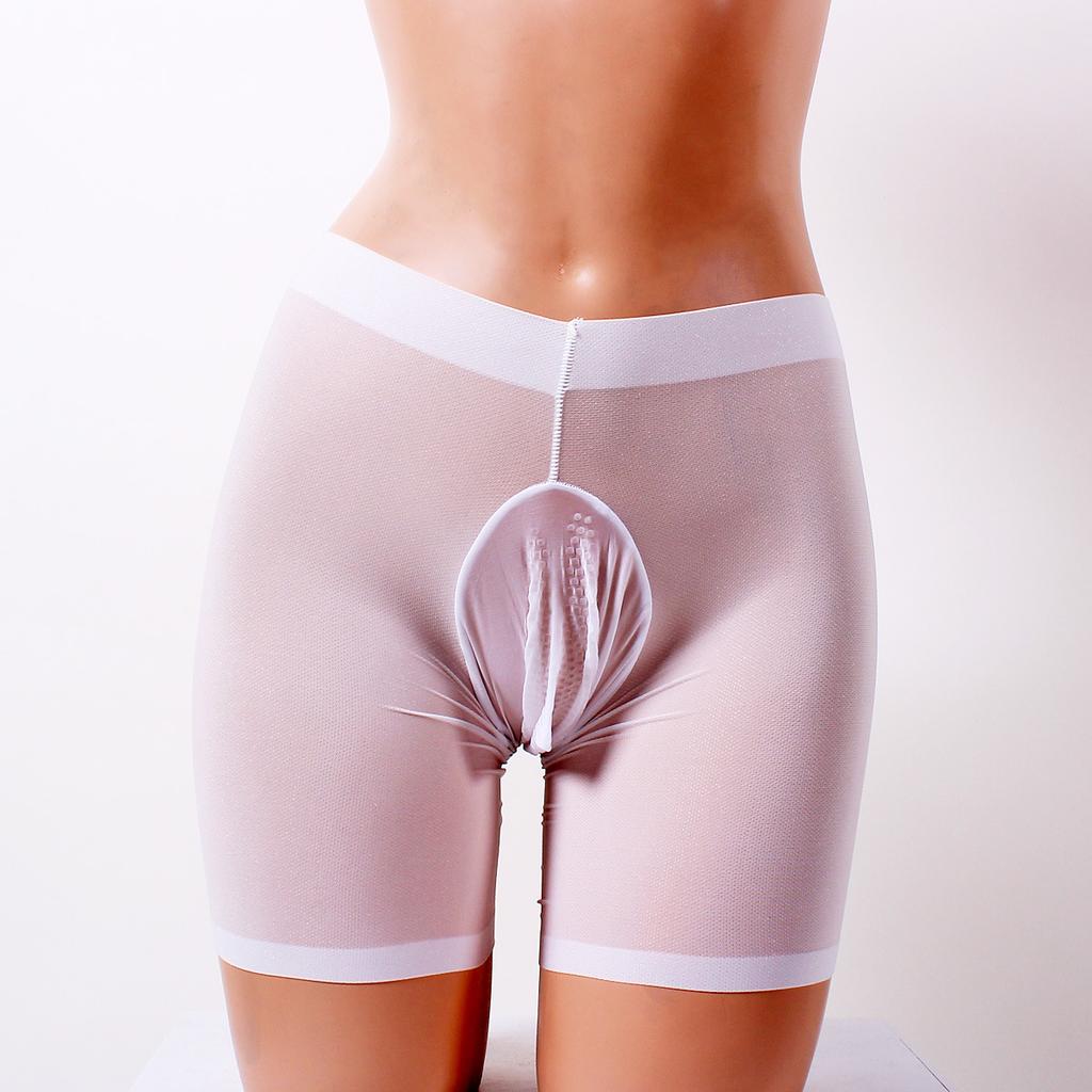 Sissy Translucent Bulge Pouch Panties Mens Long Leg Boxer Shorts Seemless Stretchy Underwear Gay Male Transvestite Loungewear
