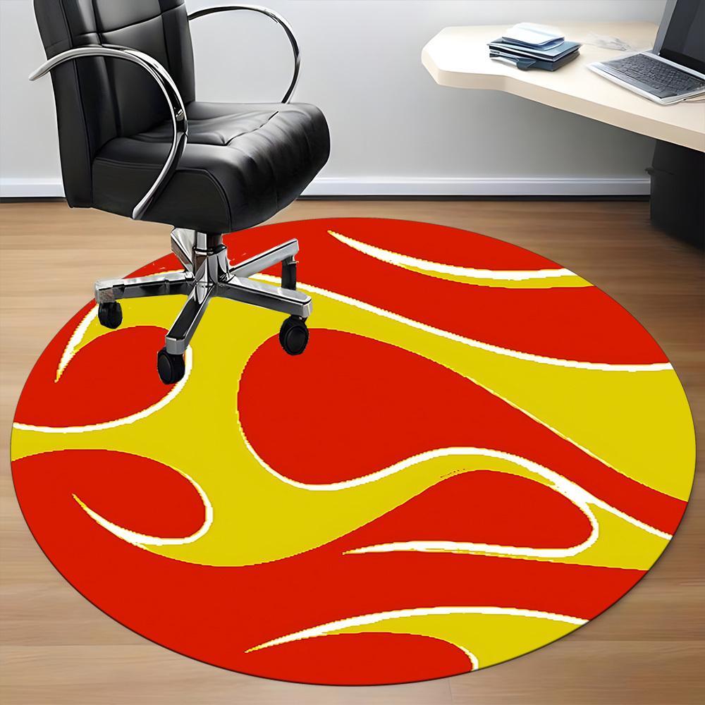 1pc Flame Wave Office Round Area Rug,  Mat Suitable For Office, Under Office Chairs Bedroom Living Room Home Decor, Room Deco
