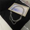 European and American personalized double-layer OT buckle necklace for men and women, simple hip-hop punk thick and thin chain,