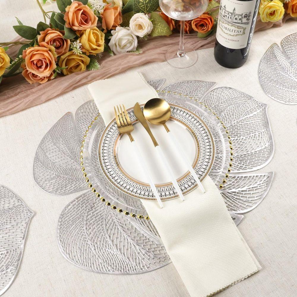 3pcs Anti Slip Leaf Shape Placemat Anti-stain Coaster Cup Pad Table Mat  Birthday