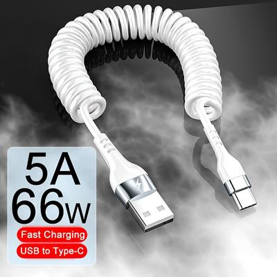 6A Superschnelles Ladefeder-Datenkabel, geeignet für Teleskop-Ladekabel vom Typ C für Fahrzeuge