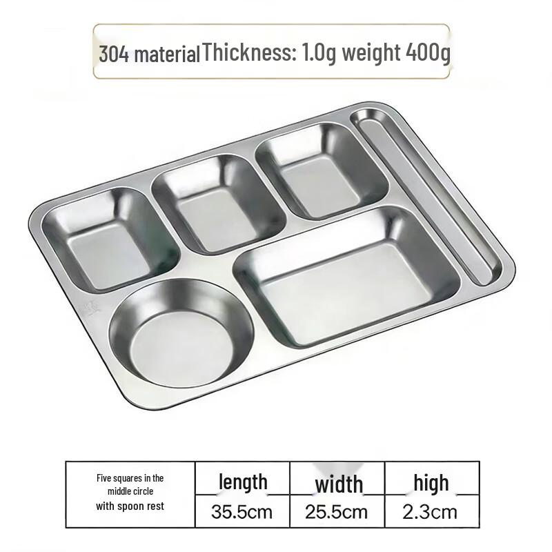 Chuangxun 304 Stainless Steel Divided Canteen Tray