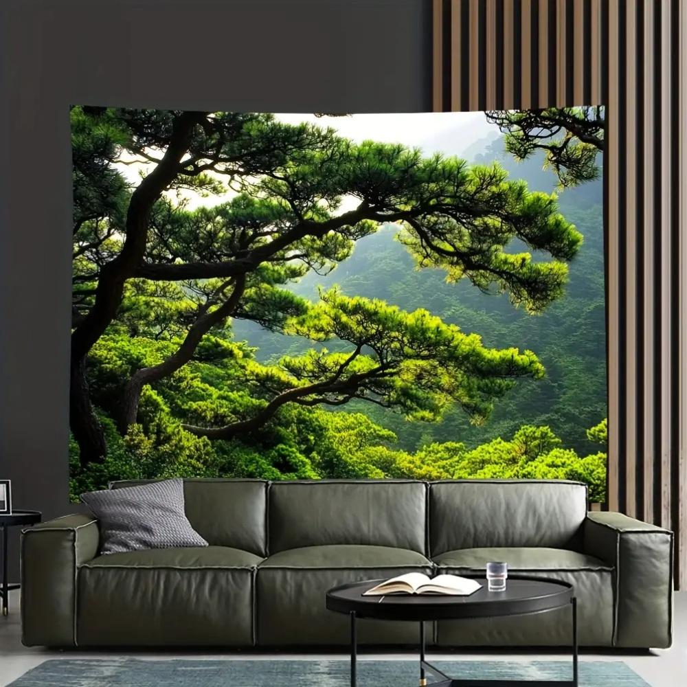 Green Pine Tree Forest Mountain View Nature Landscape Wall Tapestry Art Decor Home Interior Design Living Room Bedroom