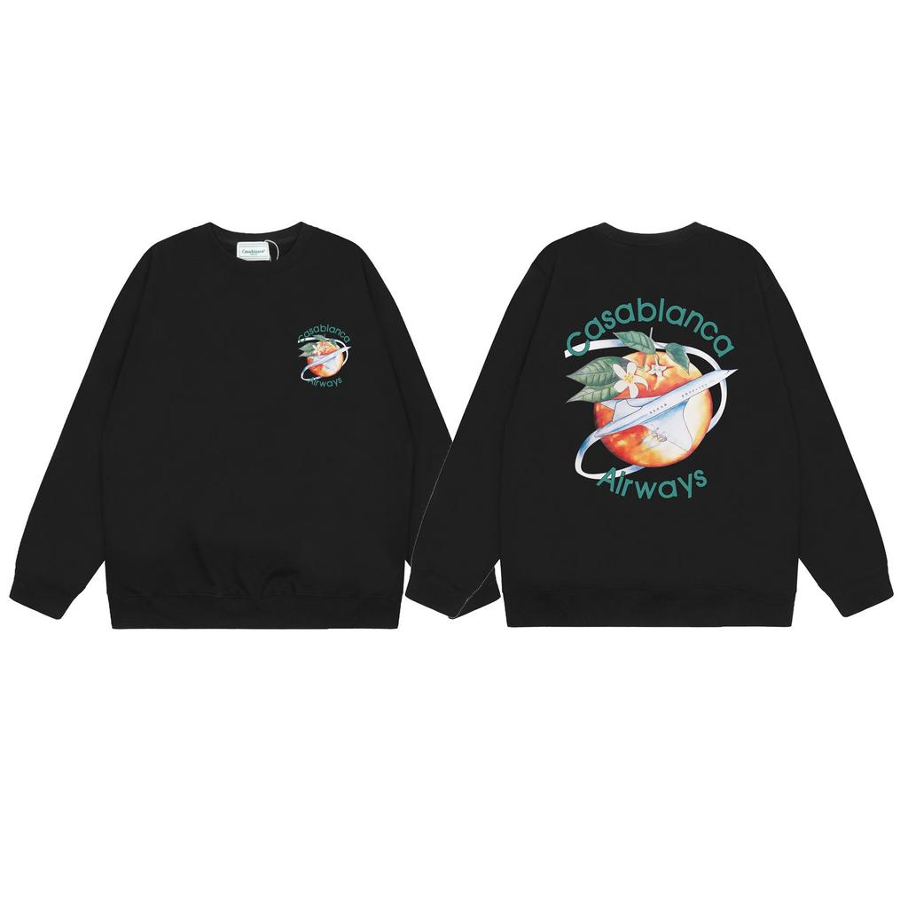 CASABLANCA Unisex Letter Print Terry Sweatshirt, New Style Round Neck