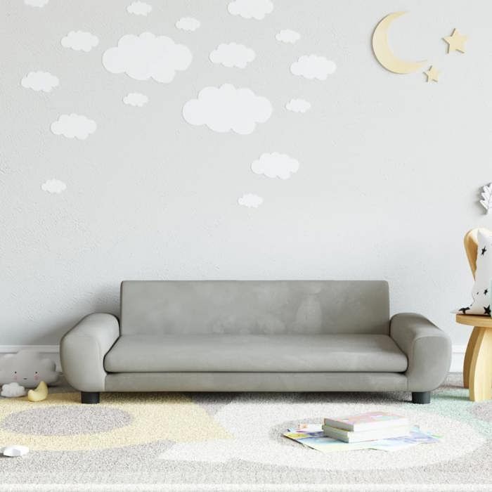 VidaXL Canapé pour enfants gris clair 100x54x33 cm velours, mini canapé, mini canapé-chaise, mini canapé pour enfants, 3196380