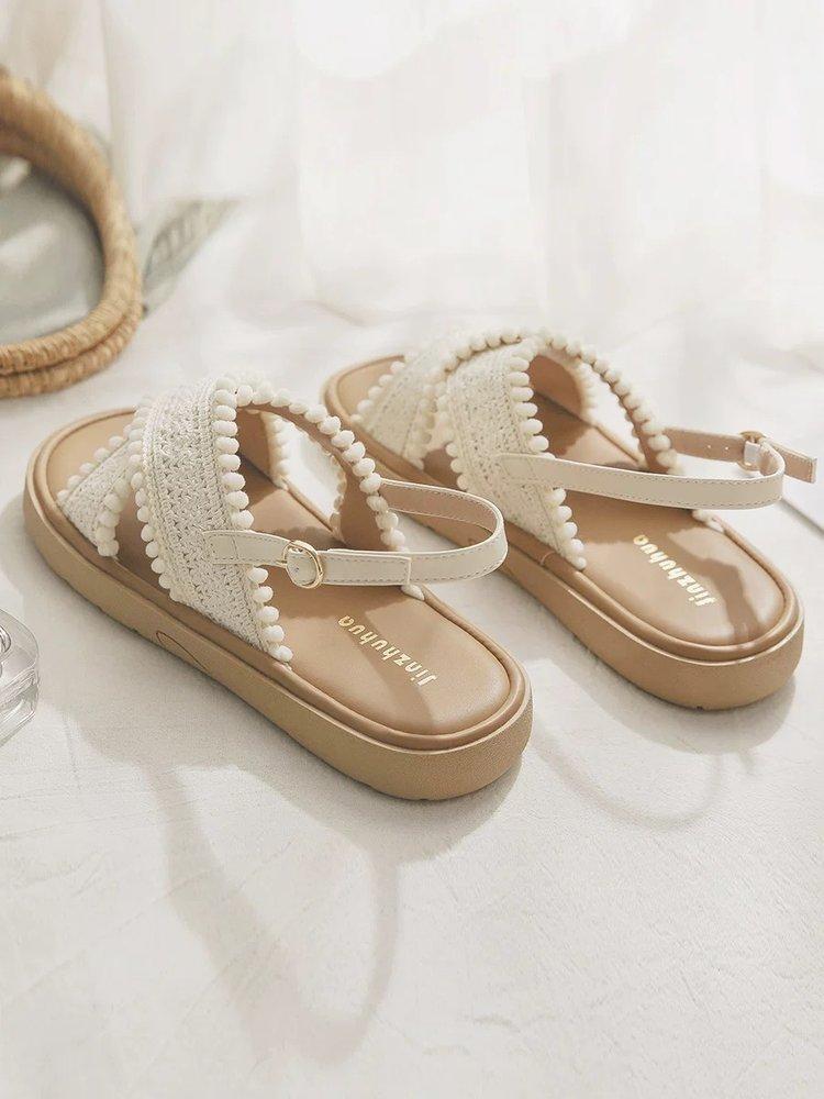 

Две версии~ Праздничные плетеные шлепанцы с открытым носком, прохладная и удобная летняя универсальная повседневная обувь 40