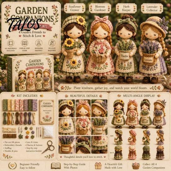 Craft Kit with Instructions Patchwork Girl DIY Kit, 3D Doll Sewing Set Pre-Cut for Teens Fabric Thread Needles, Cute Home Decor Handmade Gift