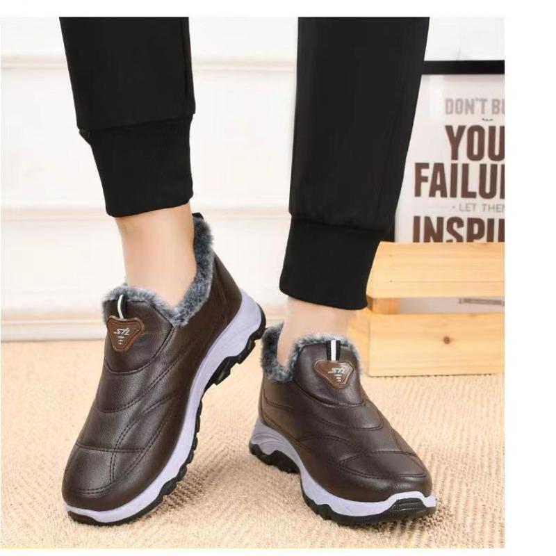 Men's Short Cotton Boots with Thickened Velvet and Waterproof Large Cotton, Casual Shoes for Men