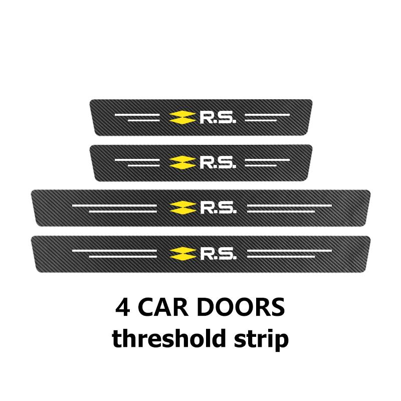 4pcs Carbon Fiber Car Sticker Door Threshold Waterproof Decal For Renault Clio Dacia RS Megan Scenic Logan Laguna Kadjar Duster R111