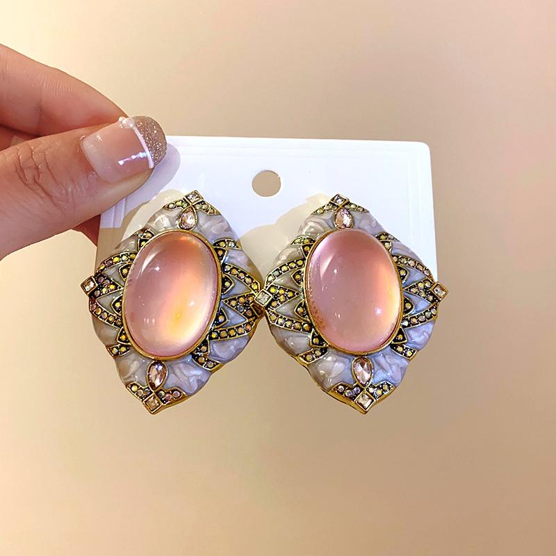 Super fairy pink flower love fringed earrings versatile temperament earrings light luxury earrings women
