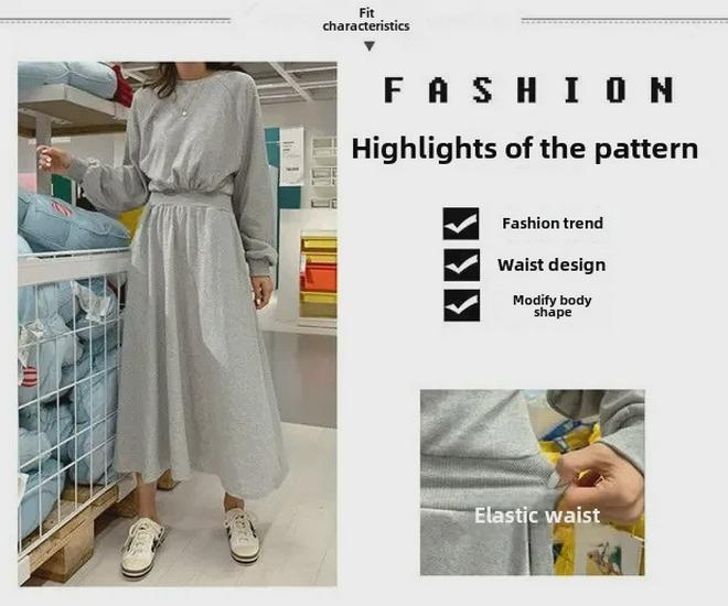 Korean Style Long Sleeve Artistic Slimming Swing Waist Sweater Dress for Women - Autumn/Winter Trend