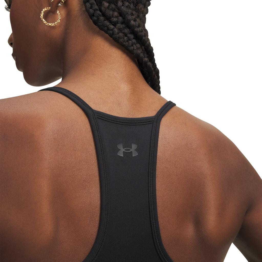 Under Armour Meridian Support High Elastic Training Fitness Running Fitted Solid Color Simple Thin Strap Slim Sports Vest Women tops Black 6011230-001