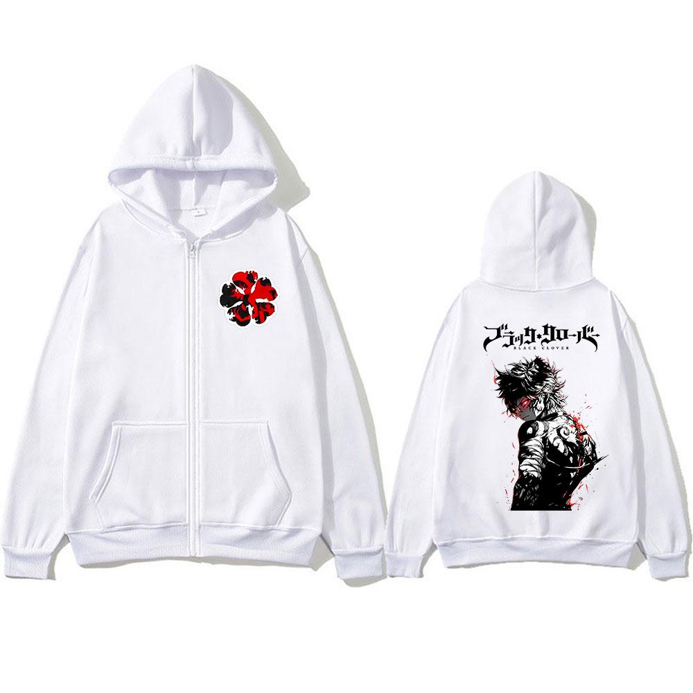 Anime Black Clover Asta Zipper Hoodies Men Women Clothing Fashion Casual Loose Zip Up Hooded Sweatshirts Coats Jacket Streetwear