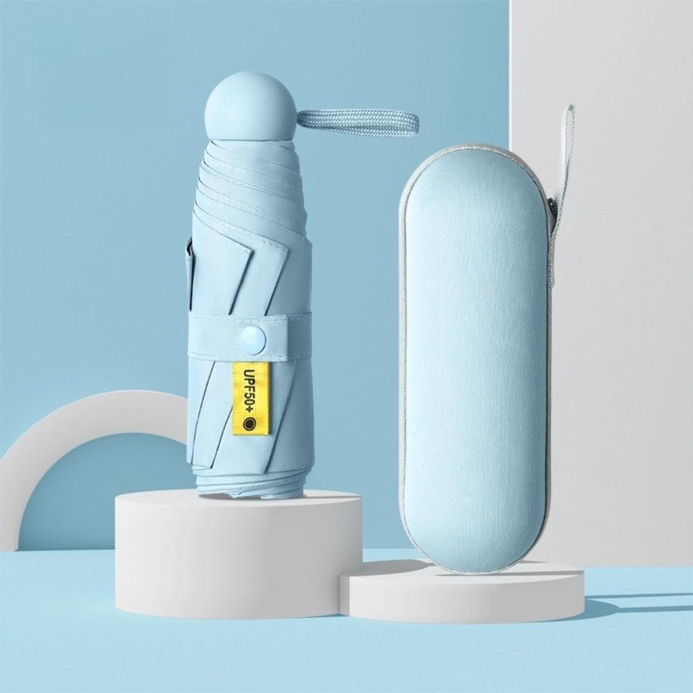 New Mini Capsule Folding Umbrella UPF50+ with Box Pocket Parasol Dual Use Protection UV Sunshade Sun Rain Umbrella for Outdoor