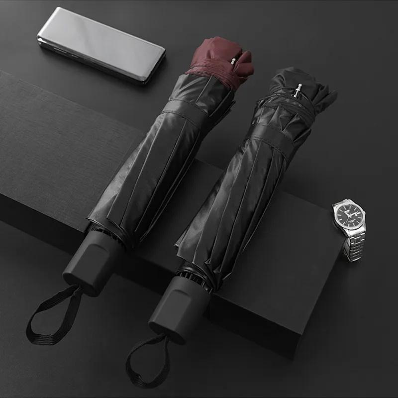 Parapluie pliant manuel polyvalent à 12 baleines pour hommes et femmes, renforcé, résistant à la pluie, protection solaire