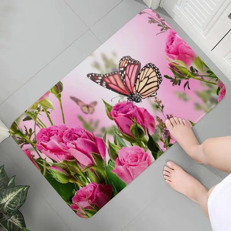 Flower Mat Pastoral 3D Door Floor Rug Anti-slip Home Hallway Bedroom Entrance Carpets Washable Bathroom Porch Decorative Doormat
