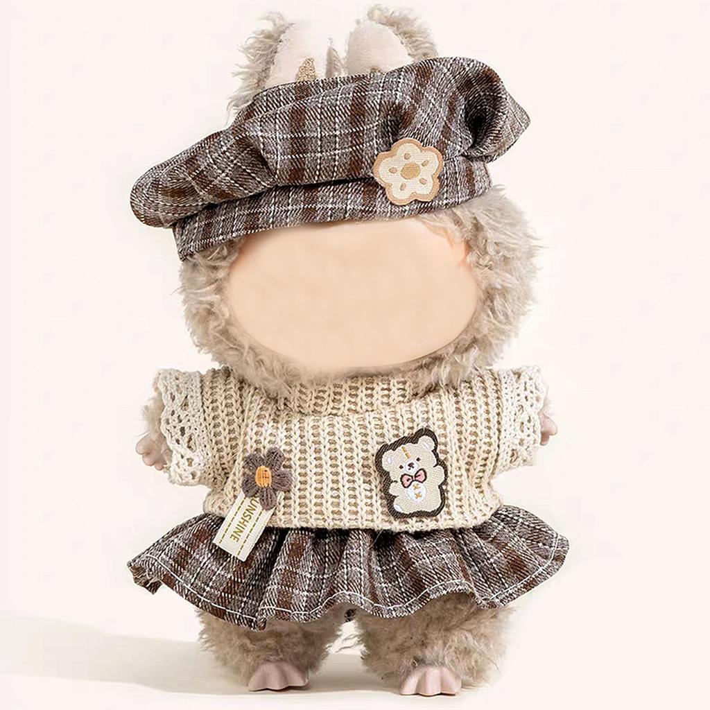 17cm Plush Doll Clothes and Accessories for Labubu Doll 6.7'' Kawaii Doll Cartoon Cute Clothes Dolls Christmas Gift