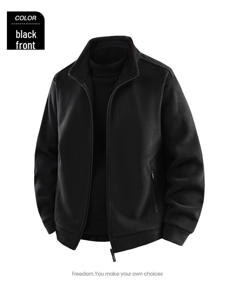 Woodpecker Men's High-End Fleece Jacket - Spring/Autumn Cardigan for Middle-Aged Dads