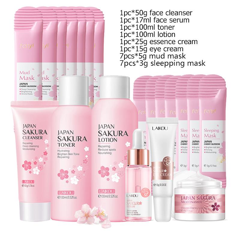 Green Tea Skin Care Kit Korean Cosmetic Moisturizing Exfoliate Beauty Face Care Set For Women Sakura Products Kit