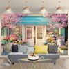 2D Cute Flower Shop Backdrop, Spring Bicycle Photo Studio Background